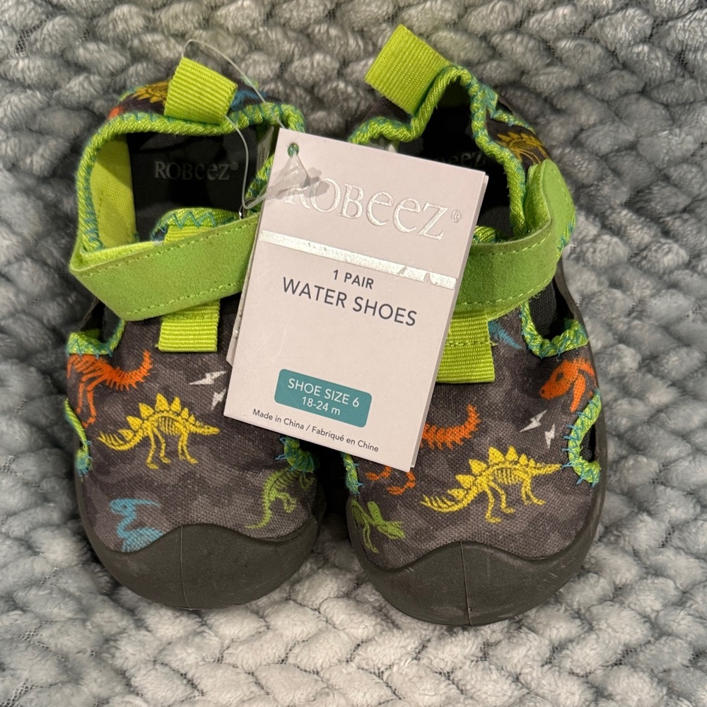 Robeez Water Shoes for Kids - Green and Black with Dinosaurs